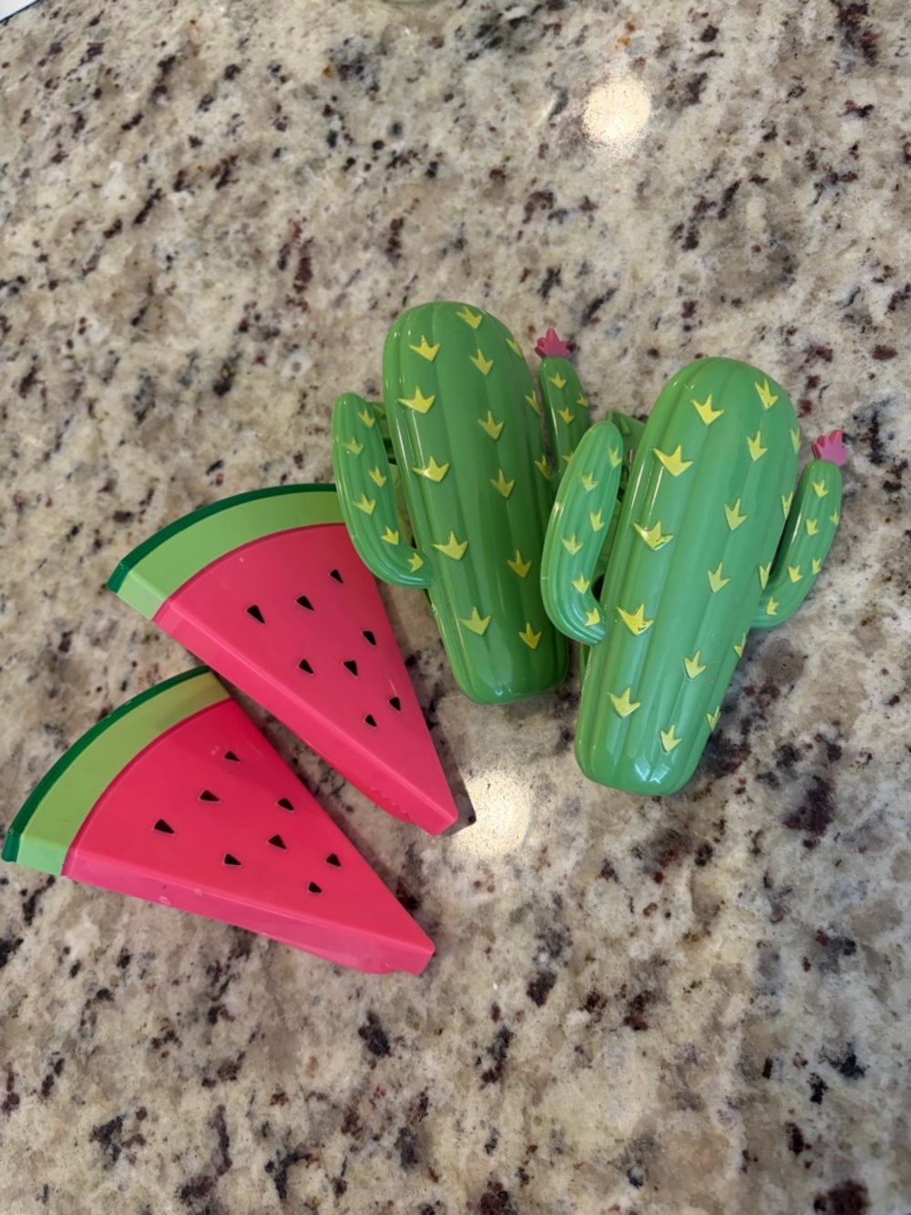 Cactus and Watermelon Beach Towel Chair Clips, Bundle of 2